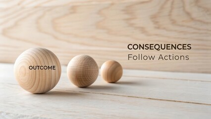 Three perfectly balanced unvarnished wooden spheres arranged on a light wood surface, showcasing natural texture and minimalist composition.