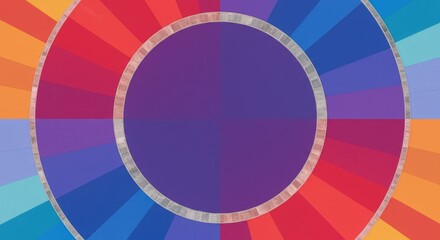 Colorful circular design with radiating stripes.  A vibrant array of hues