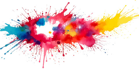 Colorful rainbow Holi paint color powder splash explosion isolated in transparent background
