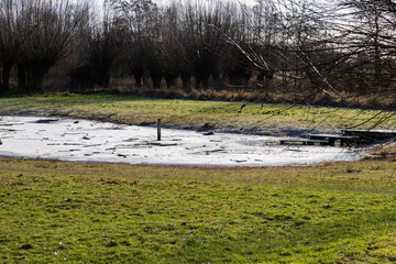 Frozen lake in nature