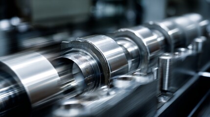 Fototapeta premium Close-Up View of Moving Engine Pistons in a Manufacturing Environment with High Precision and Detail