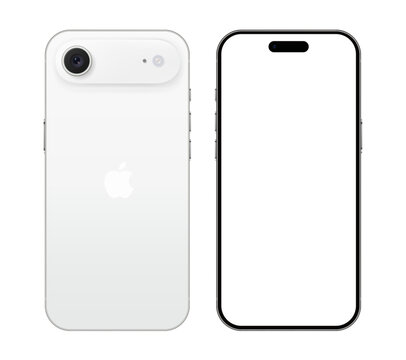 Apple iPhone Air in cloud white color with transparent screen, on transparent background, vector illustration. The iPhone Air is a smartphone, which is part of the 19th generation of the iPhone