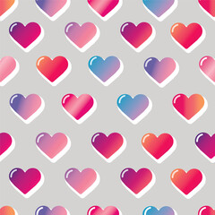 Seamless gradient pattern of hearts, hearts with smooth color transitions, modern romantic style