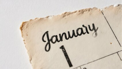January 1st calendar page close-up, marking the New Year.