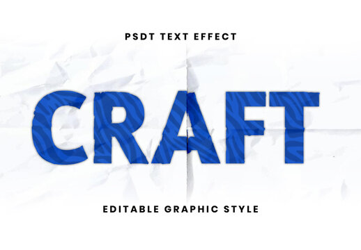 Blue Rustic Folded Craft Paper Text Effect Handmade Artistic Font