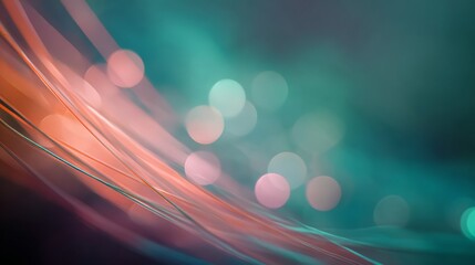Ethereal Glowing Bokeh Light Trails in Teal and Coral with Blending Effects for Artistic Backgrounds