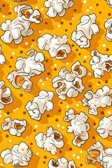 Popcorn Pattern on Bright Orange Background
