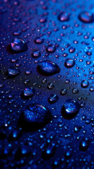 Blue Water Droplets on Abstract Gradient Surface
