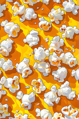 Popcorn Pattern on Bright Orange Background