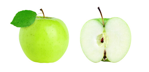 Green apple isolated on transparent background. PNG format