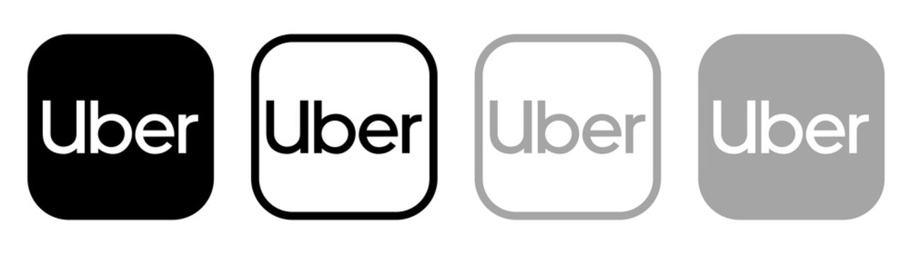 Set of different Uber mobile app icons, isolated on transparent background, high resolution. Uber is an American multinational transportation company