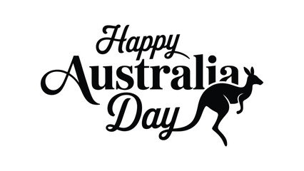 Happy Australia Day elegant typography with kangaroo silhouette illustration for national celebration greeting, poster, banner, social media and holiday design © Zavivec