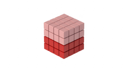 Red and pink stacked cube blocks isolated on a transparent background
