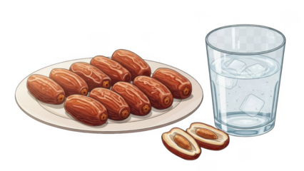 Plate of dates with glass of water