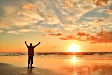 Foxton Beach New Zealand Sunset High Tide Man Praising God