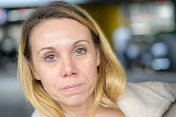 Thoughtful Woman Portrait Urban Background