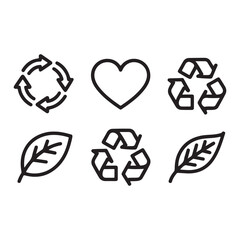 Obraz premium Recycling Eco Symbols Leaf, Heart, and Arrows