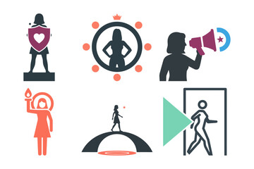 Girl power concept with a strong woman flexing her bicep inside a female gender symbol for International Women's Day