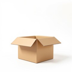 Open cardboard box on white background