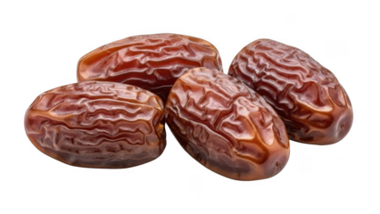 Five fresh dates on white background