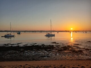 Estuary Sunset with Clear Skies in Suffolk, England, UK
