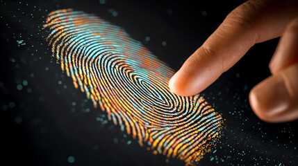 person scanning fingerprint for biometric access