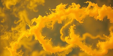 Obraz premium Golden turmeric powder swirls in air, vibrant yellow cloud, spice, flow