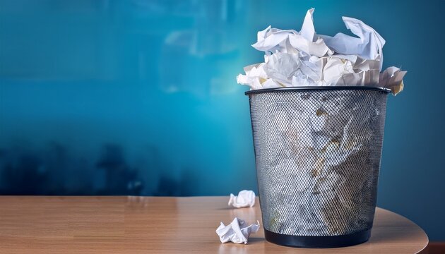 papiermull im buro landet im papierkorb