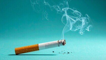 Burned Cigarettes with Smoke and Ash Symbolizing Addiction and Editorial Styling for Health Awareness and Risk