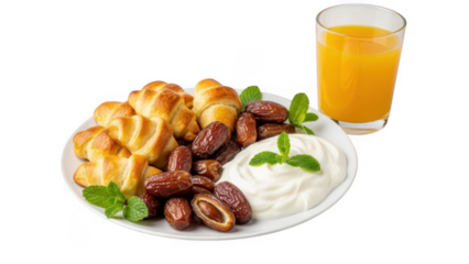 Delightful breakfast plate with pastries and yogurt