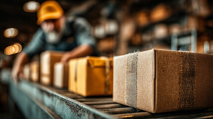 Packaging fulfillment small business operation, organized shipping and packing workflow, professional small business logistics, independent entrepreneur setup