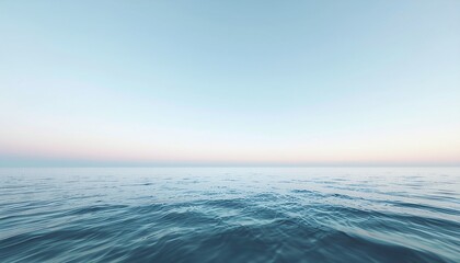 Calm Ocean Horizon Under Clear Sky Background