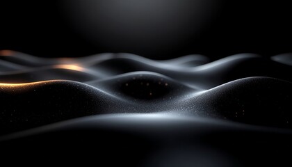 Abstract Black Waves with Soft Golden Highlights