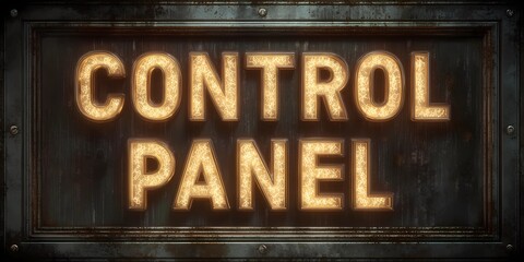 Flat design user interface element with the title &ldquo;control panel&rdquo; as a prominent screen header
