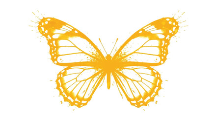 Bright Yellow Butterfly Line Art Illustration With Intricate Wing Details