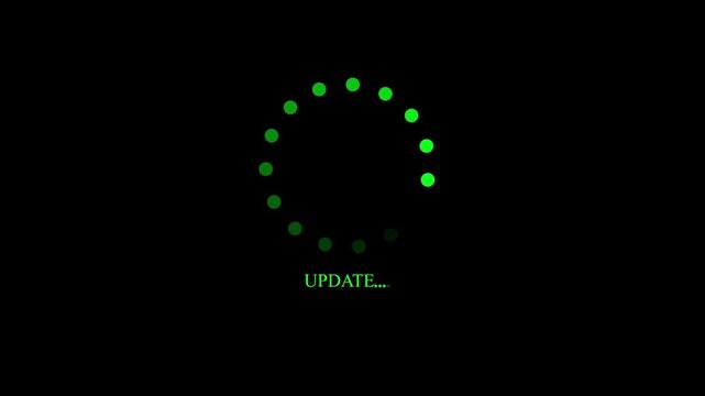Abstract dots spinning animation loading and buffering icon animation-looped update circle animation on black background. update bar animation.