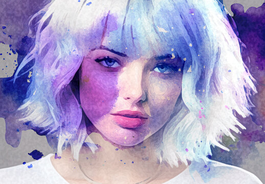 Lilac And Indigo Watercolor Photo Effect