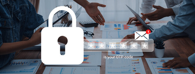 Illustration depicting a secure online transaction process with a verification code, emphasizing teamwork and technology in ensuring payment safety and efficiency. Gantry