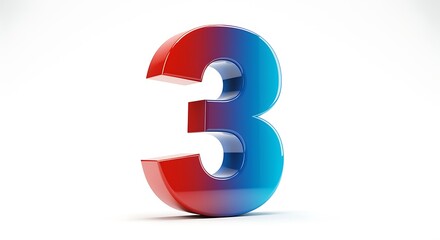 3D Number Three Gradient Effect