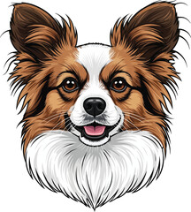 Papillon dog smiling face closeup headshot portrait front view