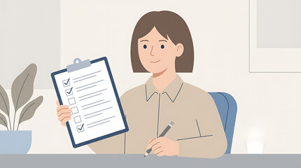 Person Checking Daily Checklist Flat Illustration