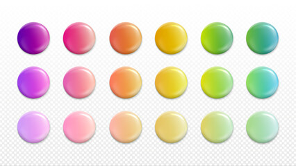 Color gradient palette. Glossy 3D round button set in vibrant colors for modern design, app and web UI interfaces