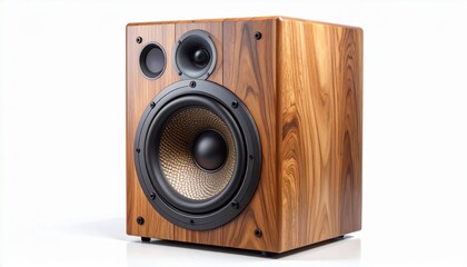 a high-end speaker with a wooden enclosure