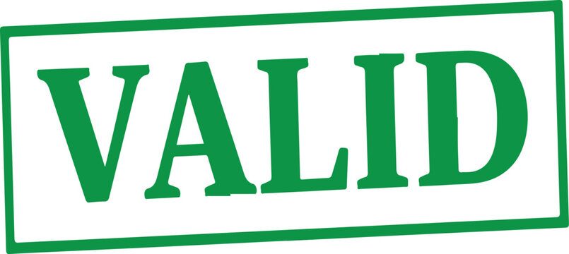 Green valid stamp label approval