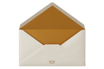 White Envelope with Golden Crown Logo in Elegant Style Page Layout Page Design for Stationery