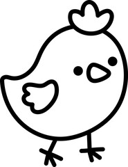 Vector chick line icon. Farm bird clipart isolated on white background. Spring or Easter baby chick black and white illustration. Cute domestic animal coloring page