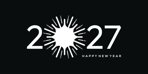 Fototapeta premium 2027 happy new year logo design template, fireworks, spark happy new year 2027 logo design graphic vector
