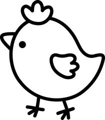 Vector chick line icon. Farm bird clipart isolated on white background. Spring or Easter baby chick black and white illustration. Cute domestic animal coloring page