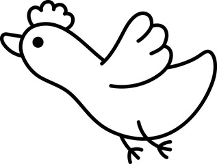 Vector flying bird with tuft line icon. Spring migratory passage animal coloring page. Cute Easter village character black and white illustration for kids isolated on white background