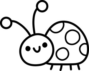 Vector ladybug line icon. Adorable ladybird clipart. Funny woodland, forest or garden insect. Cute spring bug black and white illustration, coloring page for kids isolated on white background
